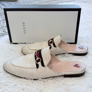 Gucci Princeton Leather Mules/Gucci Malaga KID-Mystic White 41.5